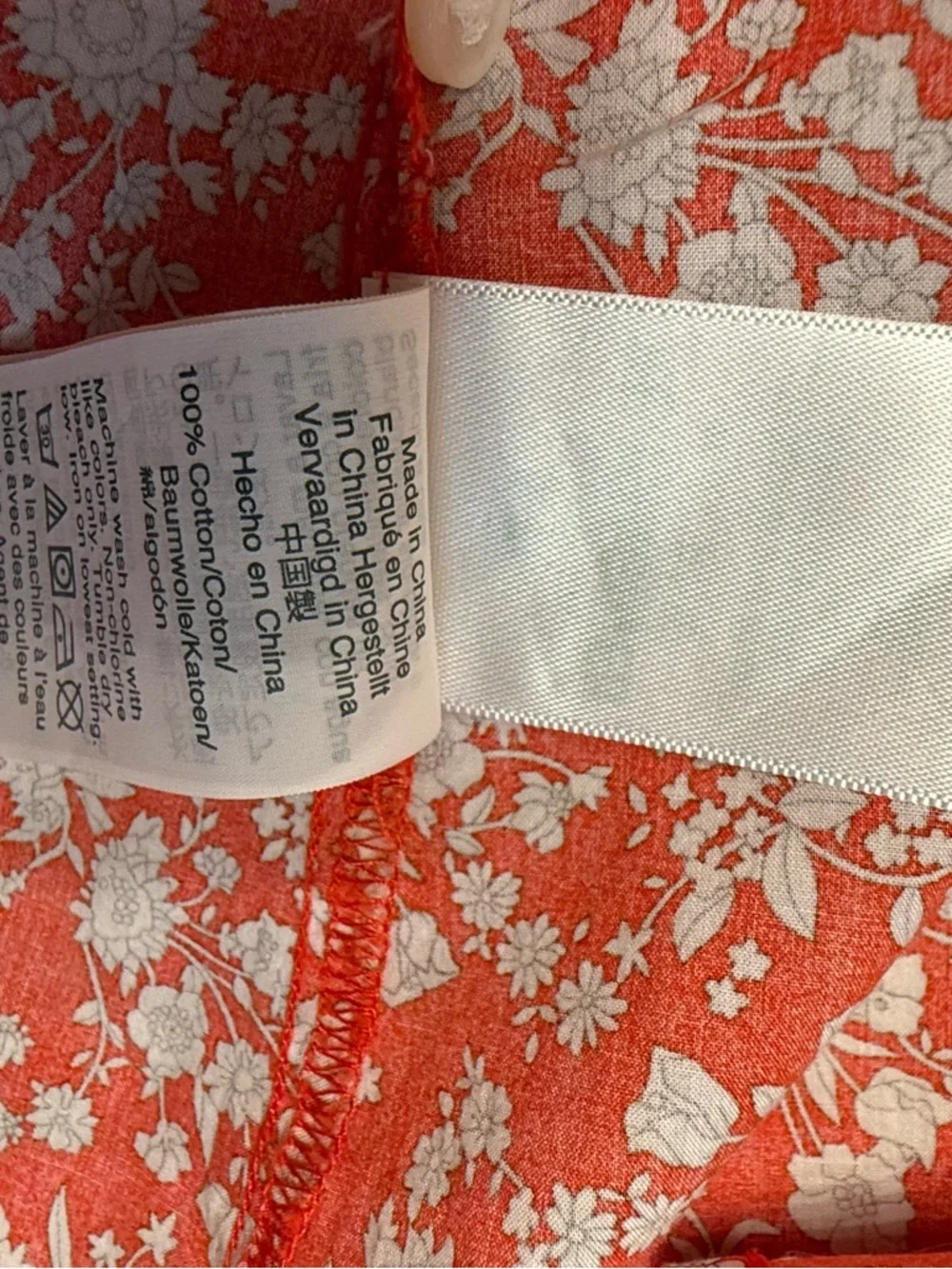 J. Crew Red Floral Button Down Shirt Size 6 Cotton Long Sleeve‎ Fitted Liberty